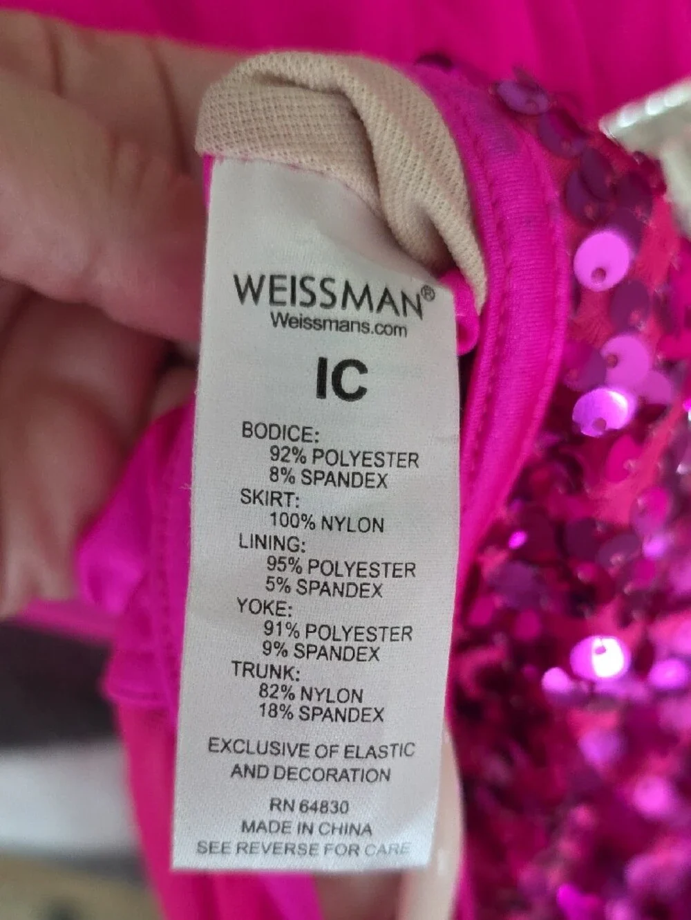 Weissman Hot Pink Sequin Tutu Dress with Silver Bow